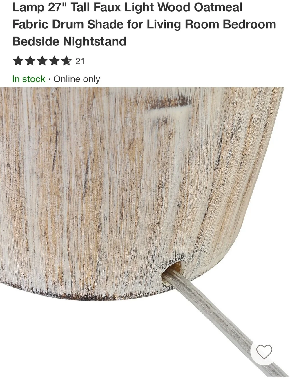 Oatmeal Fabric Shade Table Lamp with Light Wood-Effect Base